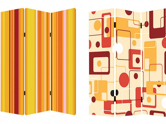 48 X 72 Multi Color Wood Canvas Deep Saffron  Screen