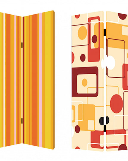 48 X 72 Multi Color Wood Canvas Deep Saffron  Screen