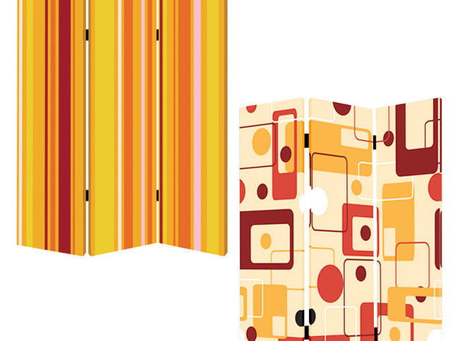 48 X 72 Multi Color Wood Canvas Deep Saffron  Screen