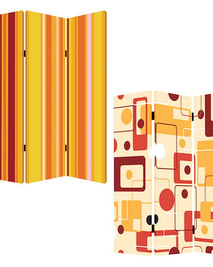 48 X 72 Multi Color Wood Canvas Deep Saffron  Screen