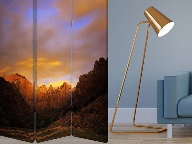 48 X 72 Multi Color Wood Canvas Desert  Screen