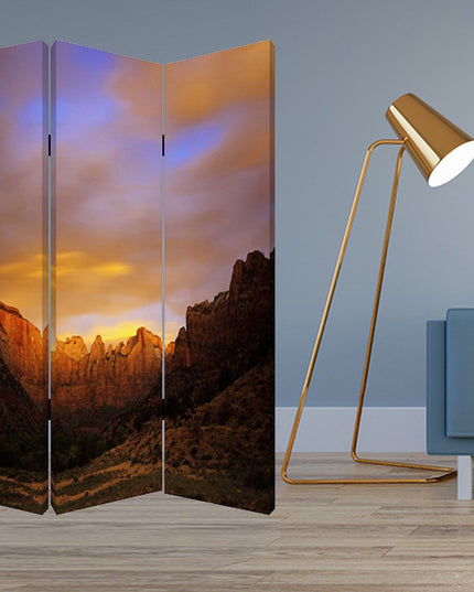 48 X 72 Multi Color Wood Canvas Desert  Screen