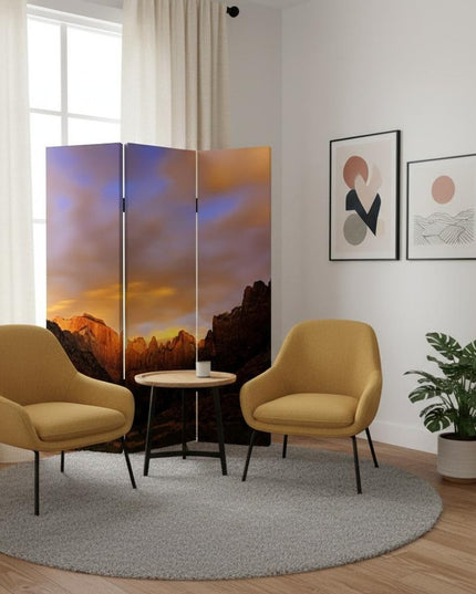 48 X 72 Multi Color Wood Canvas Desert  Screen