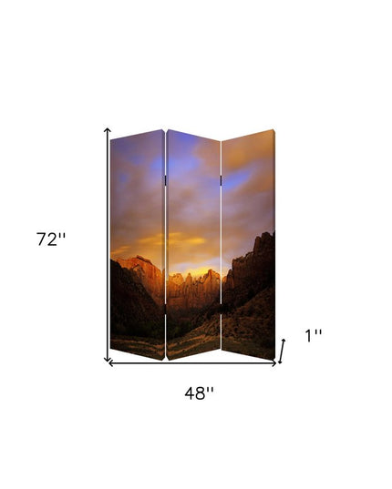 48 X 72 Multi Color Wood Canvas Desert  Screen