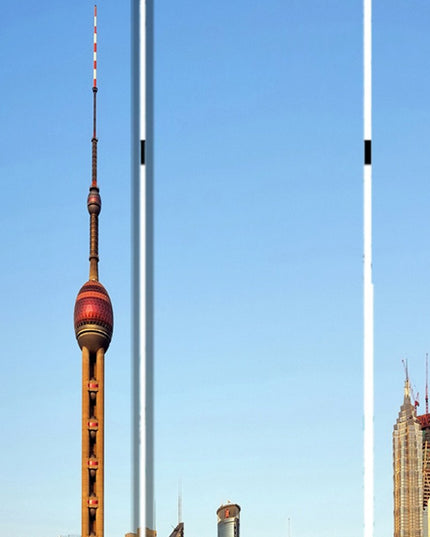 72" Blue Reversible China Cityscape Canvas Folding Three Panel Screen Room Divider