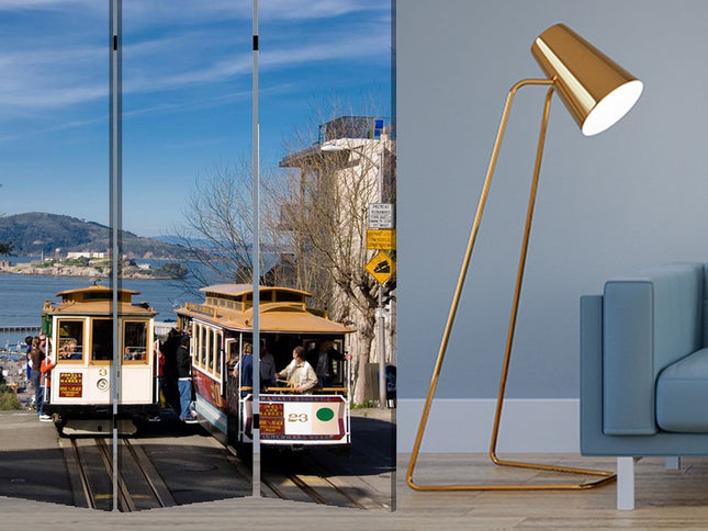 48" X 72" Multi Color Wood Canvas San Francisco  Screen