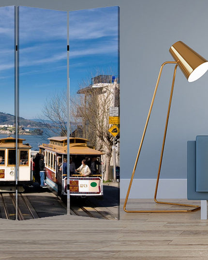 48" X 72" Multi Color Wood Canvas San Francisco  Screen