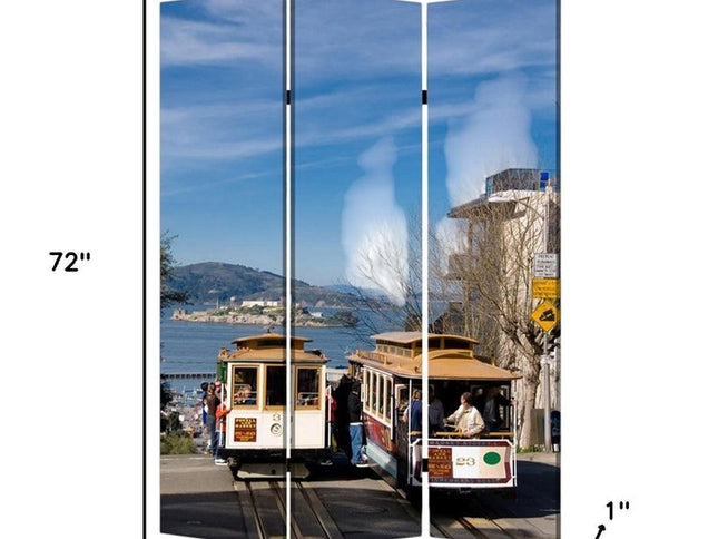 48" X 72" Multi Color Wood Canvas San Francisco  Screen