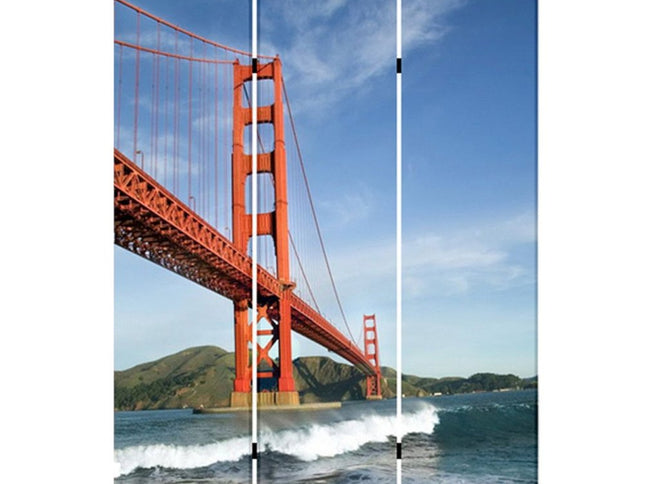 48" X 72" Multi Color Wood Canvas San Francisco  Screen