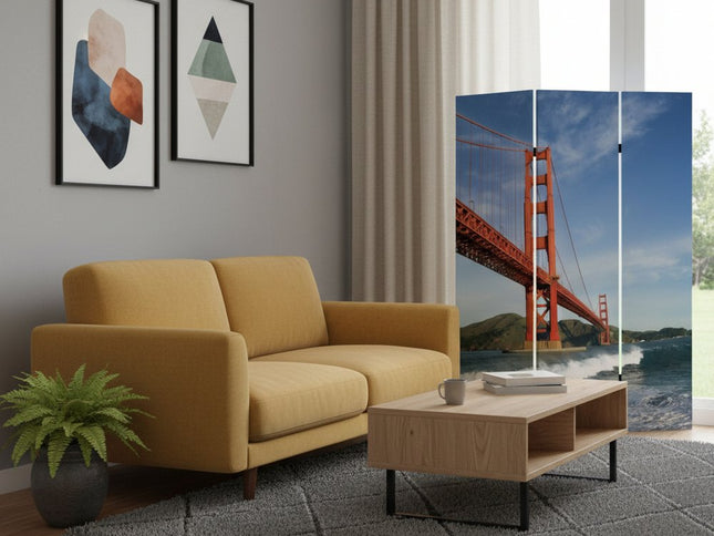 48" X 72" Multi Color Wood Canvas San Francisco  Screen