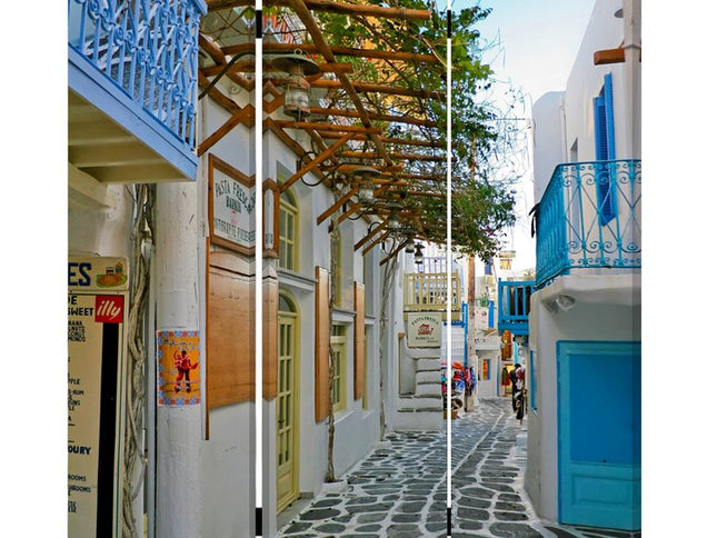 48" X 72" Multi Color Wood Canvas Greece  Screen