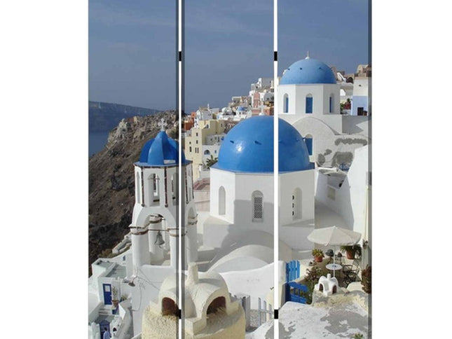 48" X 72" Multi Color Wood Canvas Greece  Screen