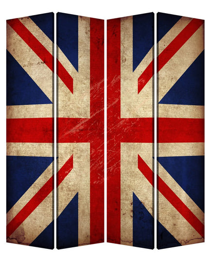 84 X 84 Multi Color Wood Canvas Union Jack  Screen