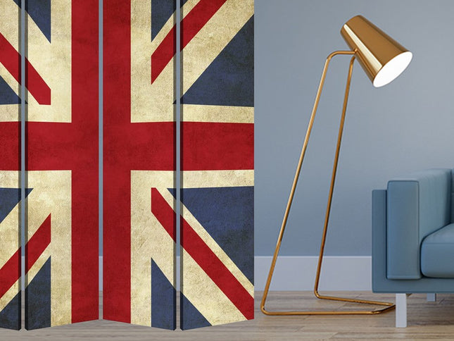 84 X 84 Multi Color Wood Canvas Union Jack  Screen