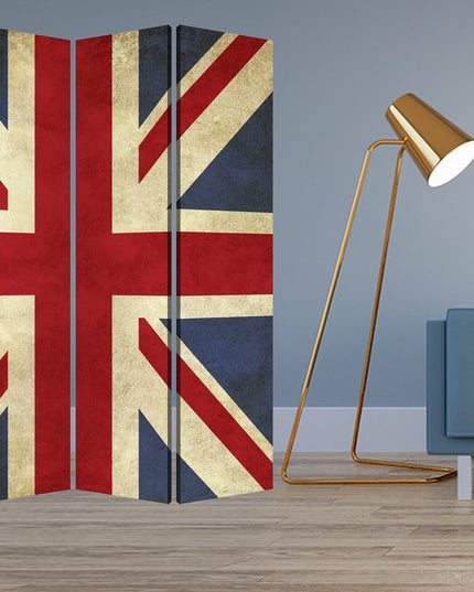 84 X 84 Multi Color Wood Canvas Union Jack  Screen
