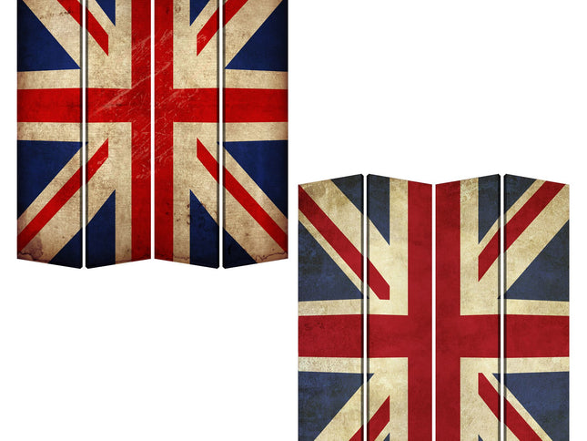 84 X 84 Multi Color Wood Canvas Union Jack  Screen