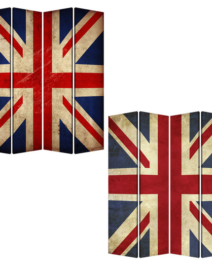 84 X 84 Multi Color Wood Canvas Union Jack  Screen