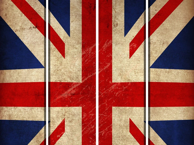 84" Blue And White Canvas Folding Four Panel Screen Room Divider