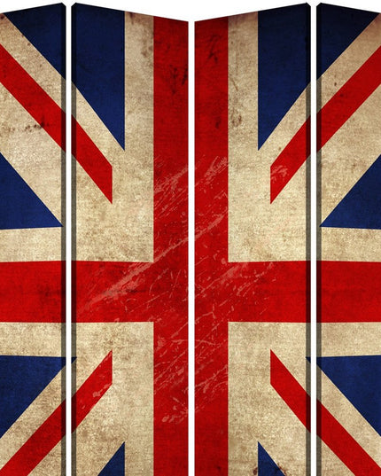 84 X 84 Multi Color Wood Canvas Union Jack  Screen