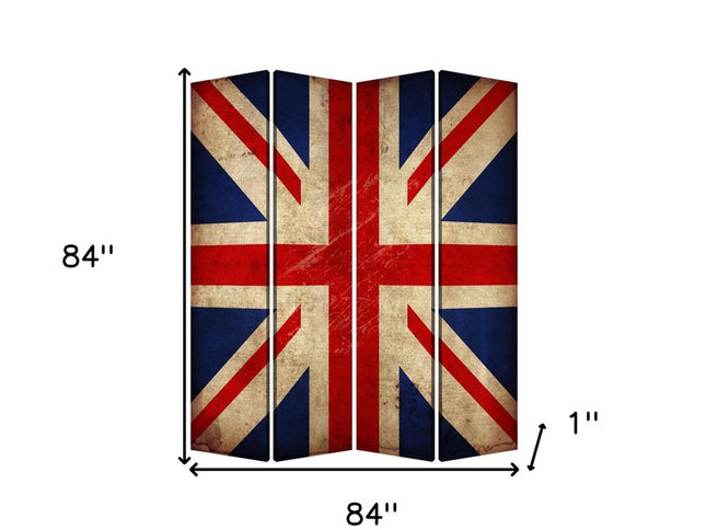 84 X 84 Multi Color Wood Canvas Union Jack  Screen