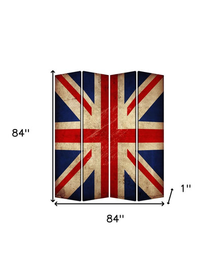 84 X 84 Multi Color Wood Canvas Union Jack  Screen