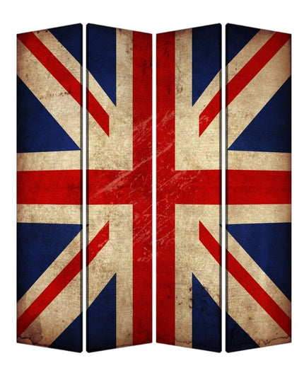 84 X 84 Multi Color Wood Canvas Union Jack  Screen