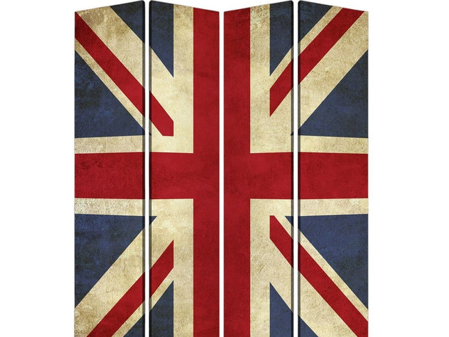 84 X 84 Multi Color Wood Canvas Union Jack  Screen