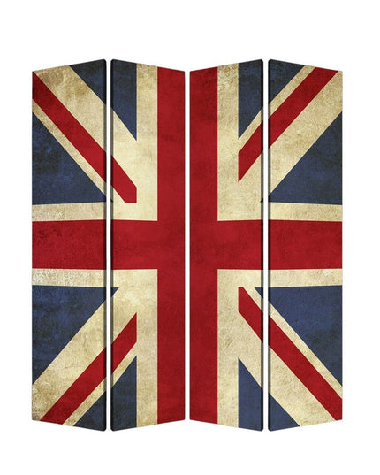 84 X 84 Multi Color Wood Canvas Union Jack  Screen