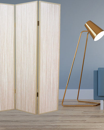 71" Beige Folding Three Panel Screen Room Divider