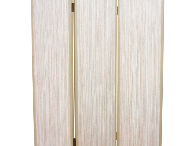 71" Beige Folding Three Panel Screen Room Divider