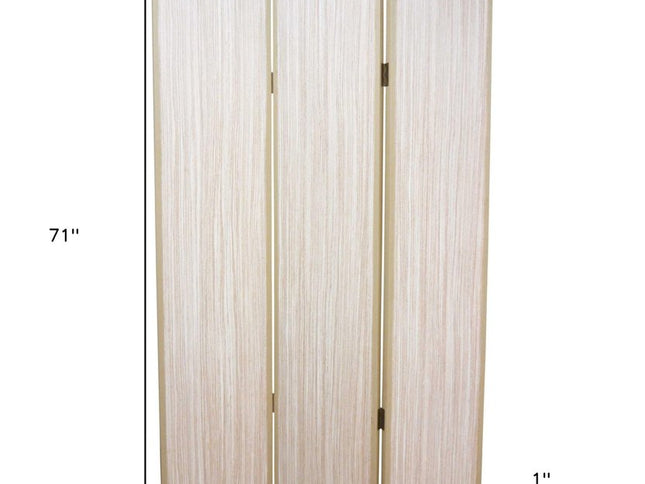71" Beige Folding Three Panel Screen Room Divider