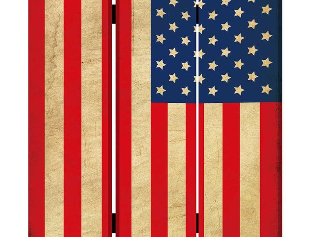 48 X 72 Multi Color Wood Canvas American Flag  Screen