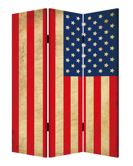 48 X 72 Multi Color Wood Canvas American Flag  Screen