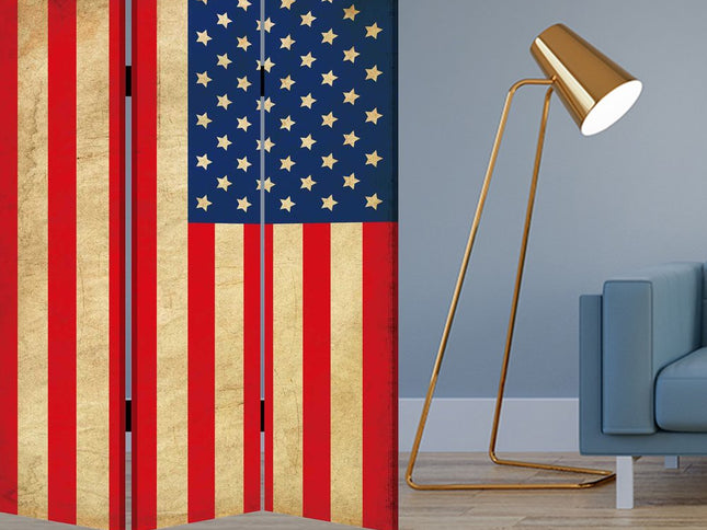 48 X 72 Multi Color Wood Canvas American Flag  Screen