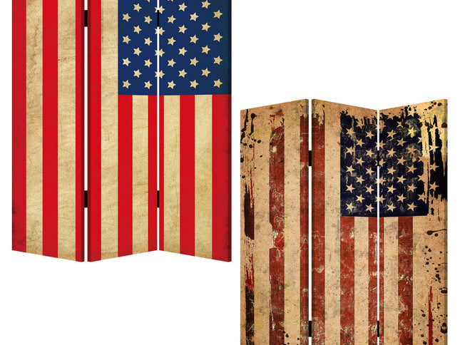 48 X 72 Multi Color Wood Canvas American Flag  Screen