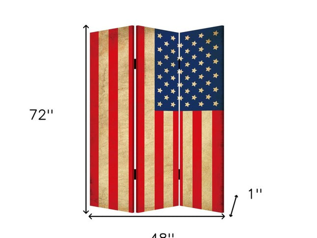 48 X 72 Multi Color Wood Canvas American Flag  Screen