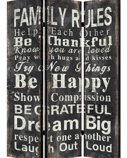 48 X 72 Multi Color Wood Canvas Family Rule  Screen