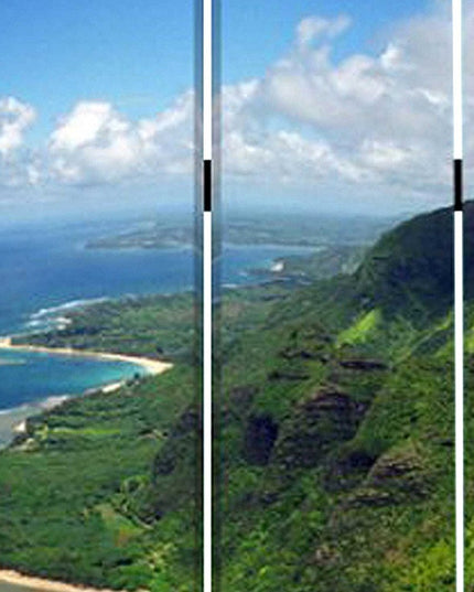 72" Blue And Green Canvas Folding Three Panel Screen Room Divider