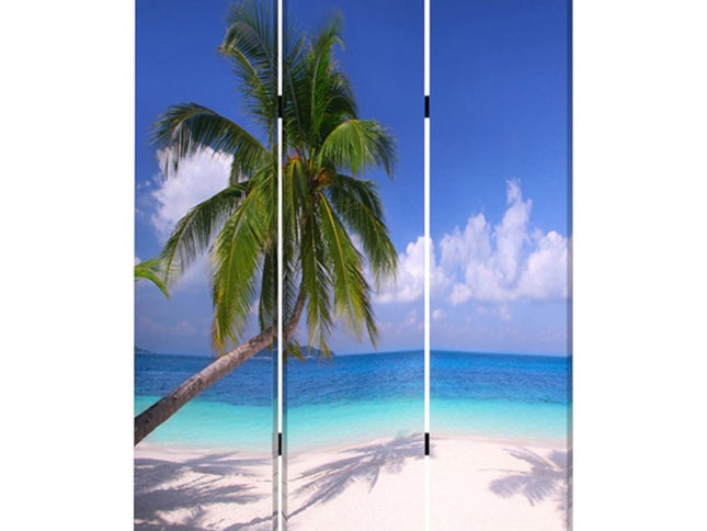 48 X 72 Multi Color Wood Canvas Palm Tripical  Screen