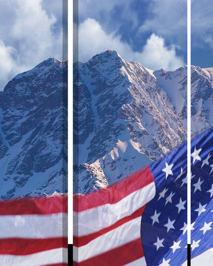 72" Red White And Blue American Flag Reversible Canvas Folding Three Panel Room Divider