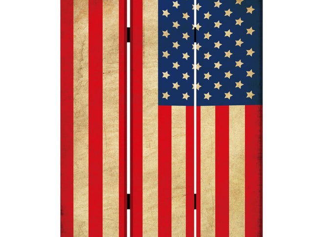 72" Red White And Blue American Flag Reversible Canvas Folding Three Panel Room Divider