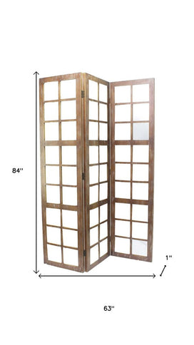 63 X 84 Brown Wood Mirror  Screen