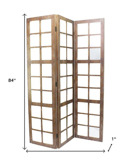 63 X 84 Brown Wood Mirror  Screen