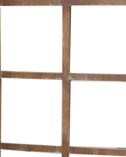 84" Brown Glass Folding Three Panel Screen Room Divider