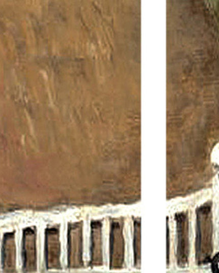 48 X 72 Multi Color Wood Canvas Seaside Town Slate  Screen