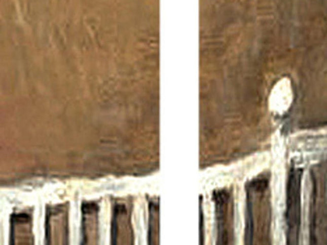 72" Beige Canvas Folding Three Panel Screen Room Divider