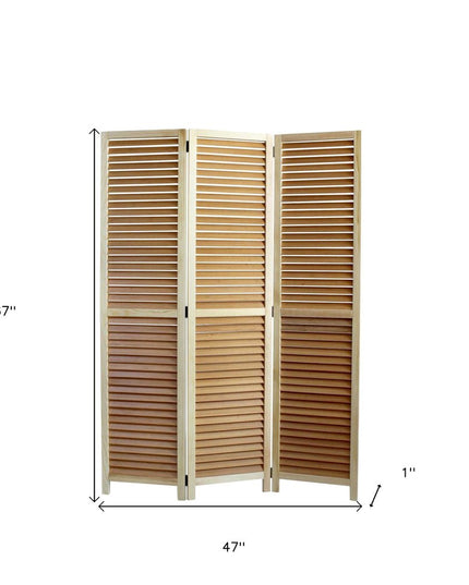 67" Natural Wood Folding Three Panel Screen Room Divider