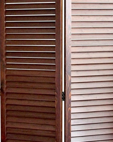 67" Brown Wood Folding Three Panel Screen Room Divider