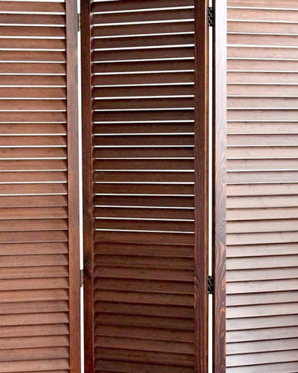 67" Brown Wood Folding Three Panel Screen Room Divider