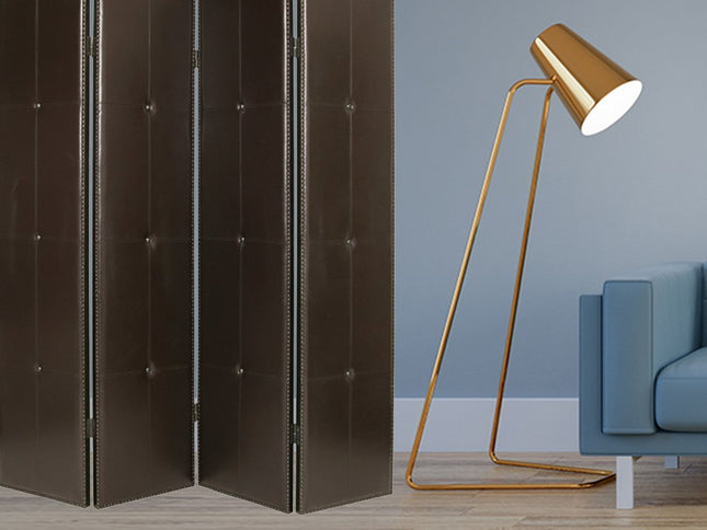 76" X 84" Brown Faux Leather  Screen